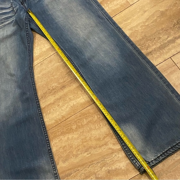 B Tuff Distressed Jeans Men's 36X36 Bootcut Western Wear Blue Denim Pants Cotton - Picture 5 of 14